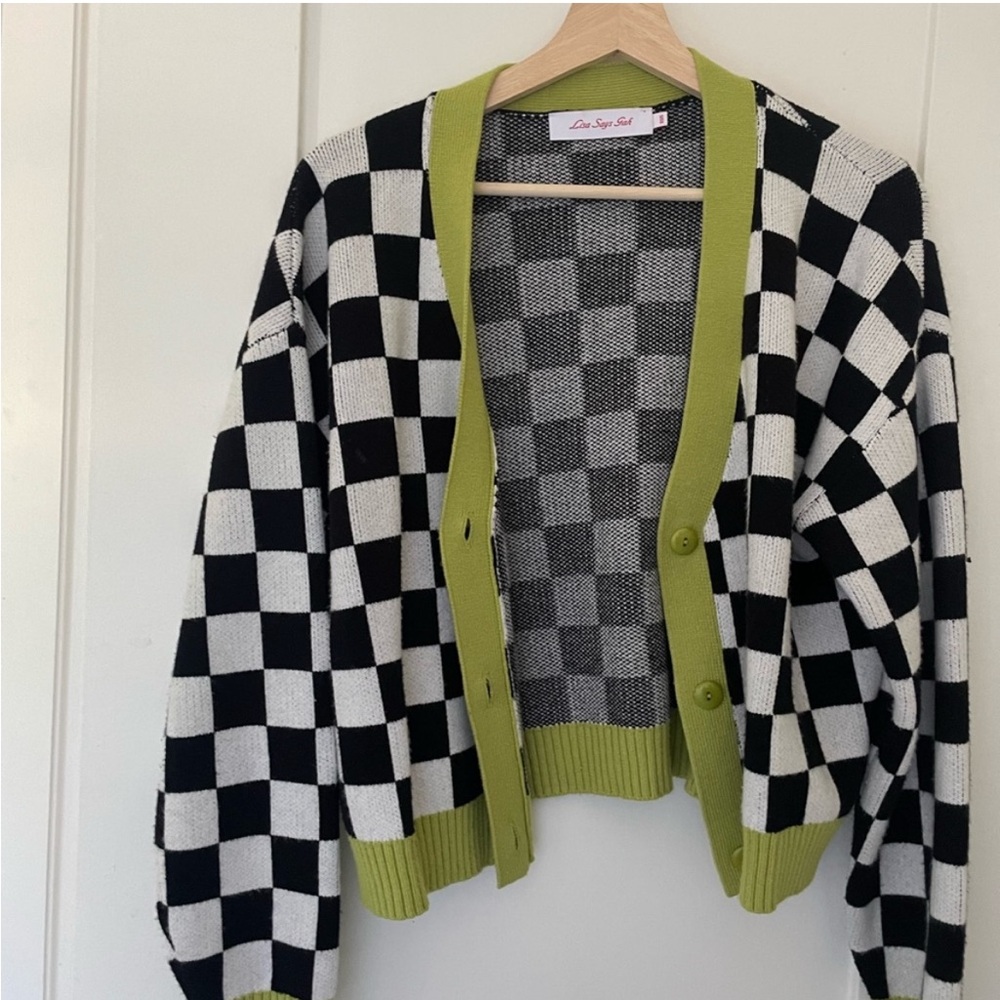 Lisa Says Gah Andretti Checkered Cardigan